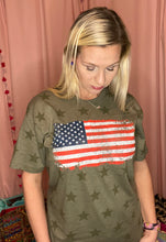 Load image into Gallery viewer, Patriotic Army Green Flag tee

