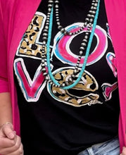 Load image into Gallery viewer, Leopard Stacked LOVE Vneck Tee
