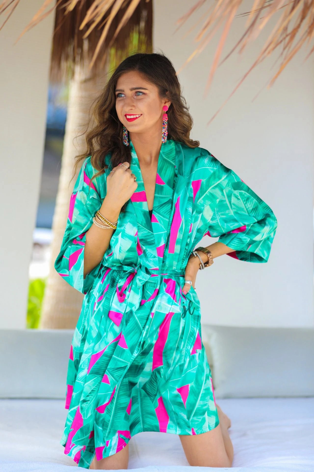 Tropical Destination Satin Robe Wings And Halos Boutique